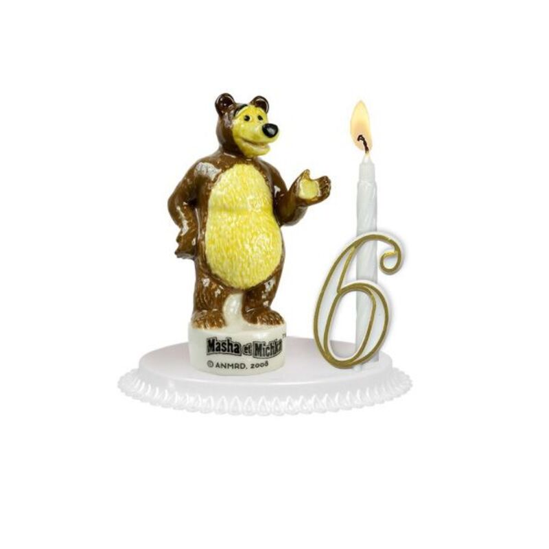 Gateau Anniversaire Masha Et Michka Bougie Chiffres Figurine Cerf Dellier