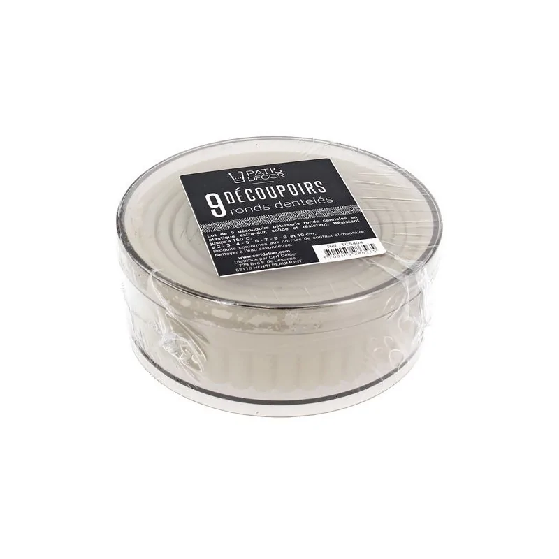 Découpoirs ronds cannelés assortis (x9)