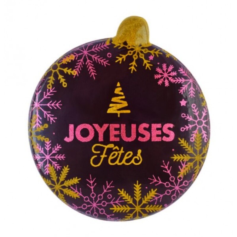 Embout de Bûche Cerf Joyeuses Fêtes Décor en Chocolat 80x60 mm