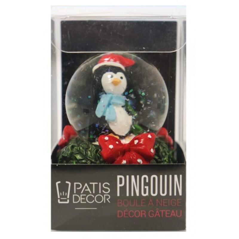 Cake Topper Boule à neige Pingouin Patisdécor