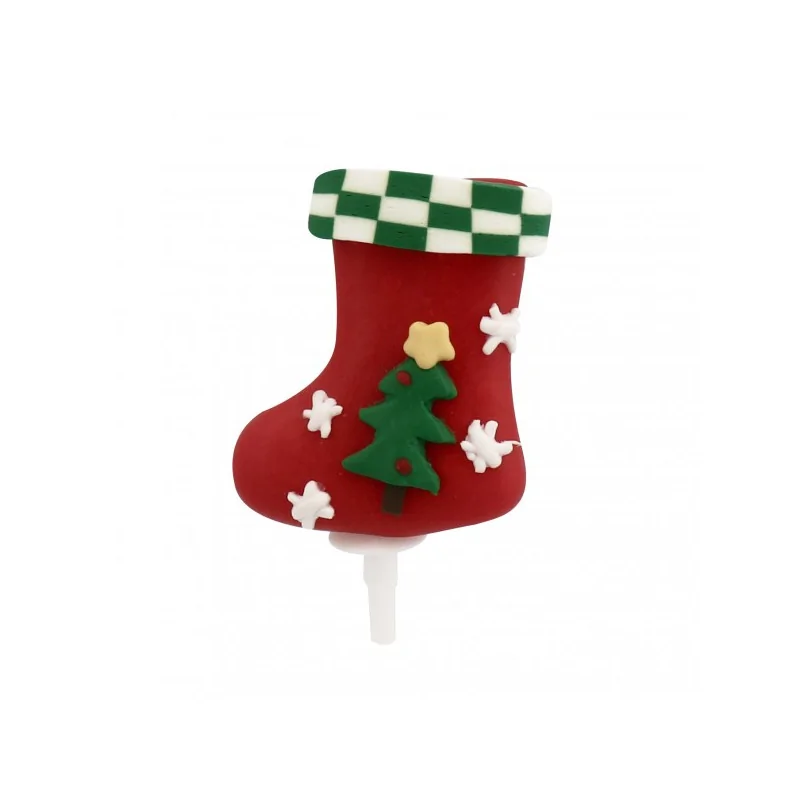 Chaussette de Noël décorée sur pique Patisdécor
