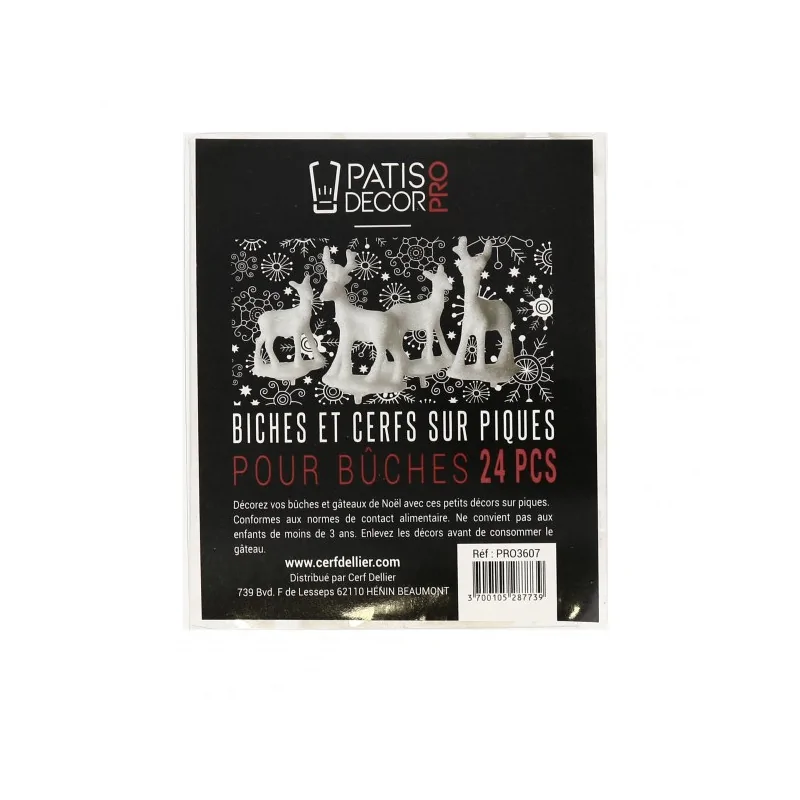 Cerf et biche blancs sur pique Patisdécor Pro (x24)