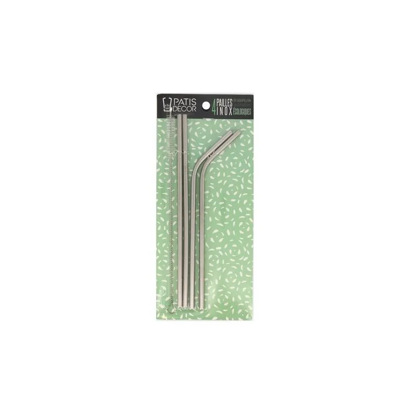 Paille en inox (x4) avec goupillon Patisdécor