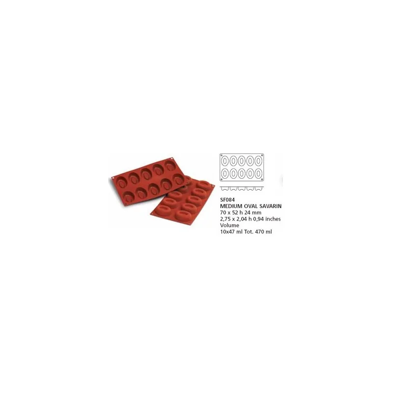 Moule silicone 10 savarins ovales