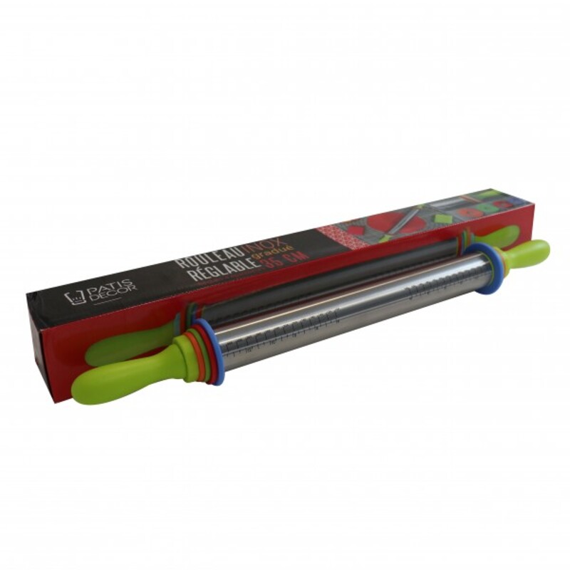 Rouleau à pâtisserie en acier inoxydable Robin Goods® avec 4 entretoises - rouleau  à pâtisserie avec épaisseur de pâte réglable - rouleau de cuisson réglable  - avec repère : : Cuisine et maison