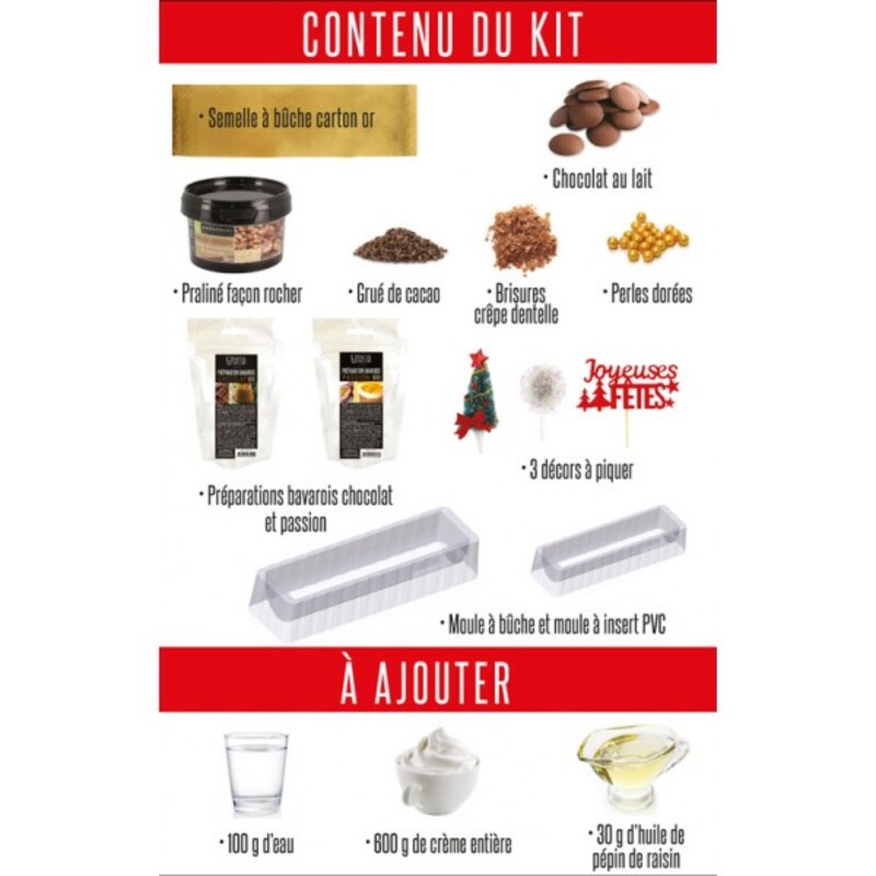 Coffret kit complet 5 ustensiles pour bûche de Noël 30 cm 10/12