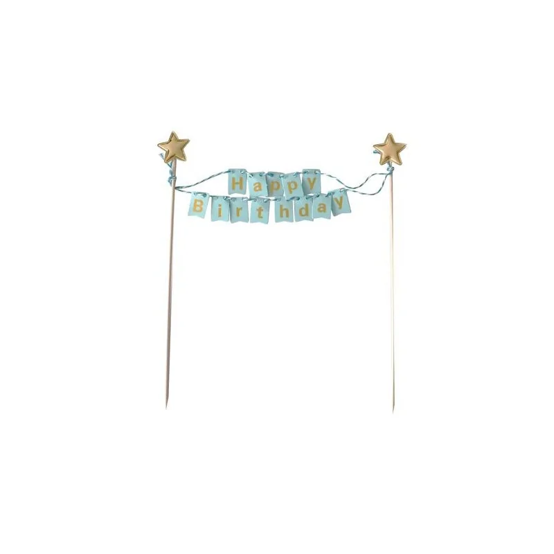 Cake topper bannière anniversaire bleu Patisdécor