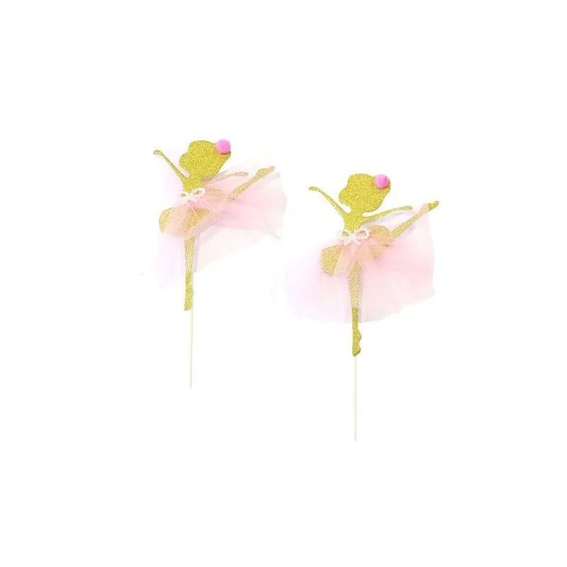 Cake topper danseuse dorée (x2)