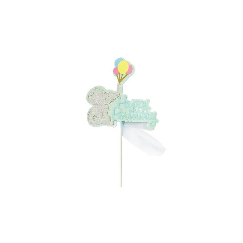 Cake topper éléphant anniversaire Patisdécor