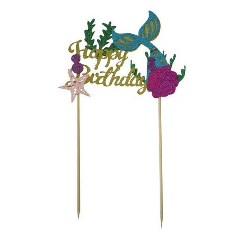 Cake topper assortis Joyeux anniversaire thème Sirène