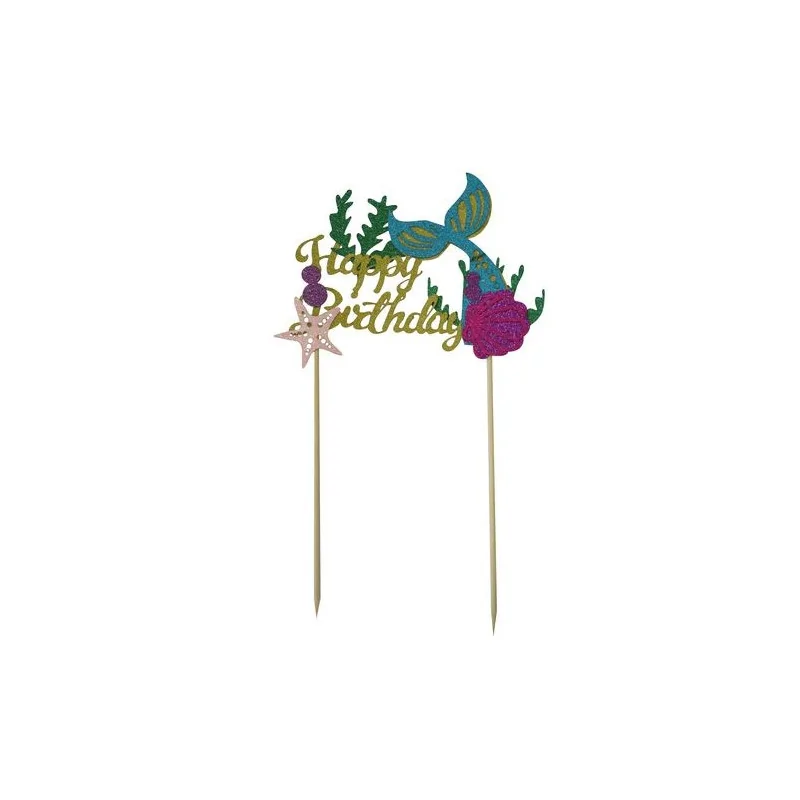 Cake topper Happy birthday sirène Patisdécor