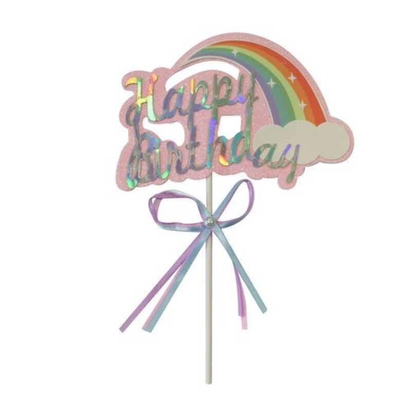 Cake topper Happy Birthday arc en ciel 
