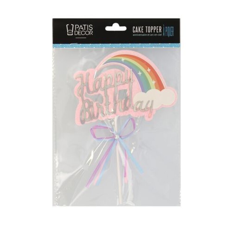 Cake topper anniversaire et arc-en-ciel Patisdécor