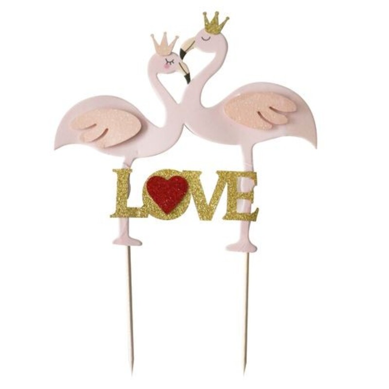 Cake topper flamants roses Love Patisdécor