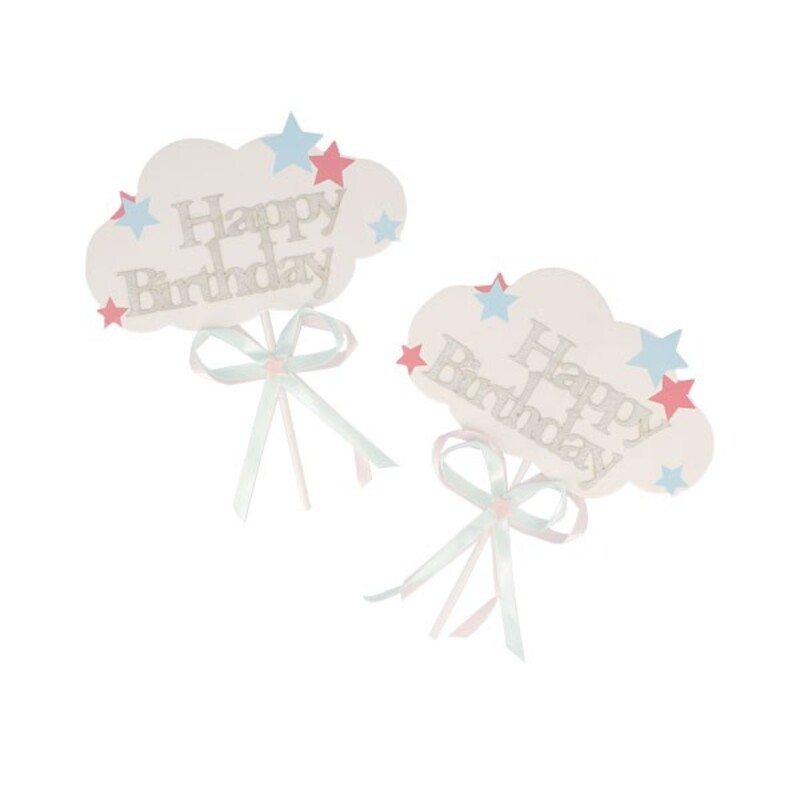 Cake Toppers nuages Happy Birthday Patisdécor (x2)