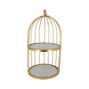 Présentoir cage à oiseaux doré 2 étages Patisdécor 20 cm