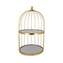 Présentoir cage à oiseaux doré 2 étages Patisdécor 25 cm