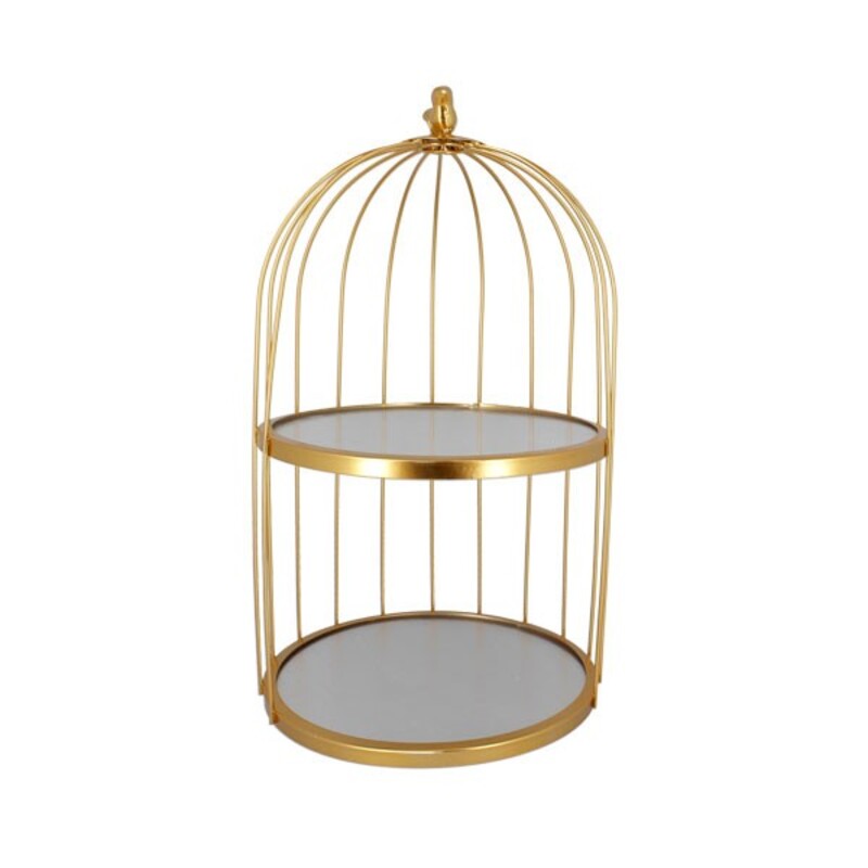 PRESENTOIR GATEAU CAGE DORE 2 NIVEAUX 25 CM - Yatout Home