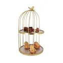 Présentoir cage à oiseaux doré 2 étages Patisdécor 25 cm