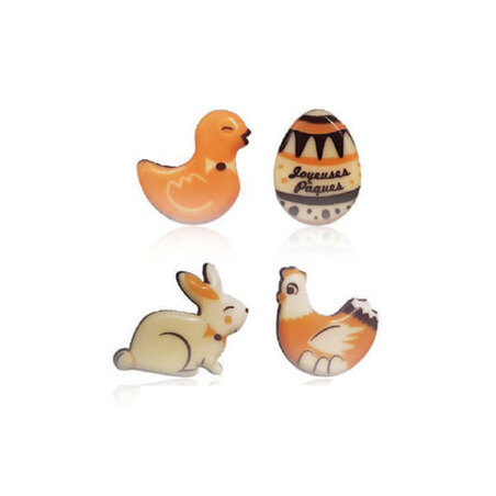 Assortiment 4 formes chocolat blanc Joyeuses Pâques 160g