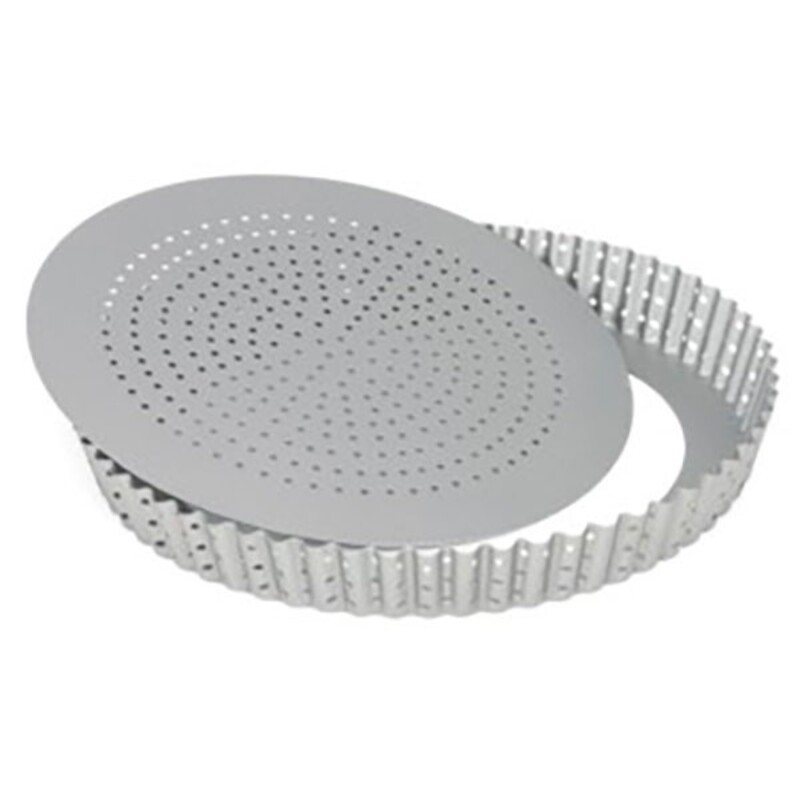 Moule à tarte inox perforé et feuille de cuisson 24 cm