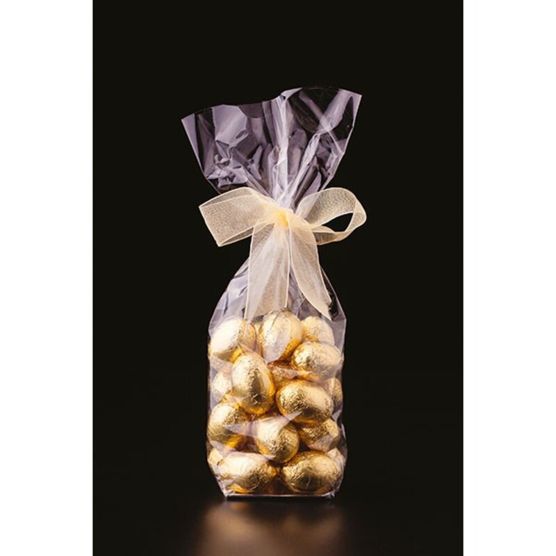 Sachet confiserie transparent fond carton + liens (x10)﻿