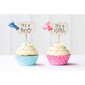 Caissette cupcake bleu ciel pois blancs (x 50)