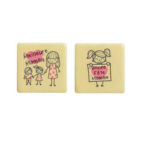 Carrés chocolat blanc Meilleure Maman assortis (x140)