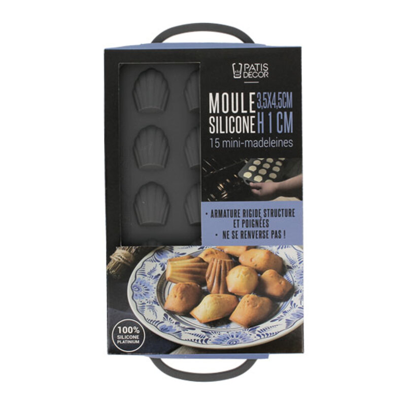 Honnesserry Lot de 2 Mini Moule Madeleine Silicone, Antiadhésifs Moule à  Madeleine Pour Muffin、Chocolat (15 Cavités, Brun)