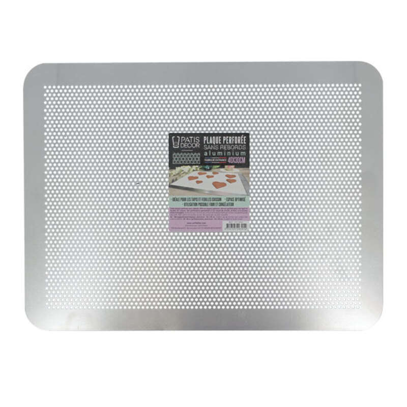 Plaque patisserie plate perforée aluminium 40 x 30 cm