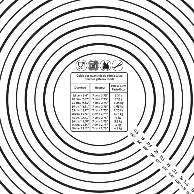 Tapis de modelage pâte à sucre 60 x 60 cm Patisdécor