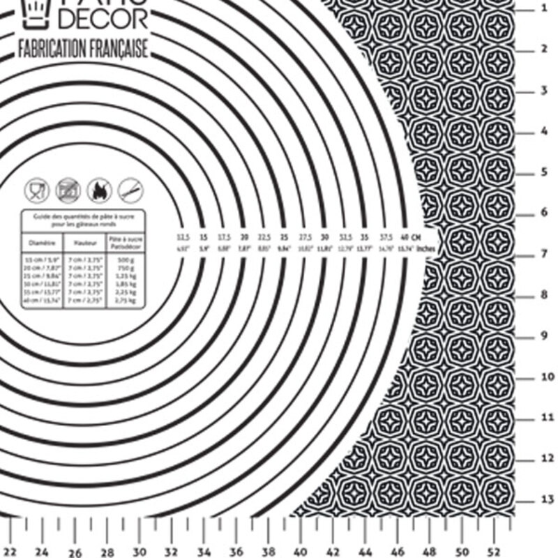 Matériel pâtisserie - Tapis de mesure pour étaler la pâte à sucre