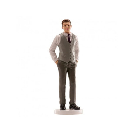 Figurine marié gilet gris 16 cm