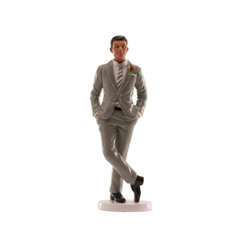 Figurine marié costume gris 16 cm