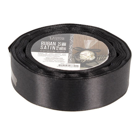 Ruban noir satin 0.6 cm (22 m) Patisdécor