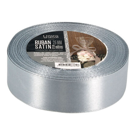 Ruban argenté satin 0.6 cm (22 m) Patisdécor