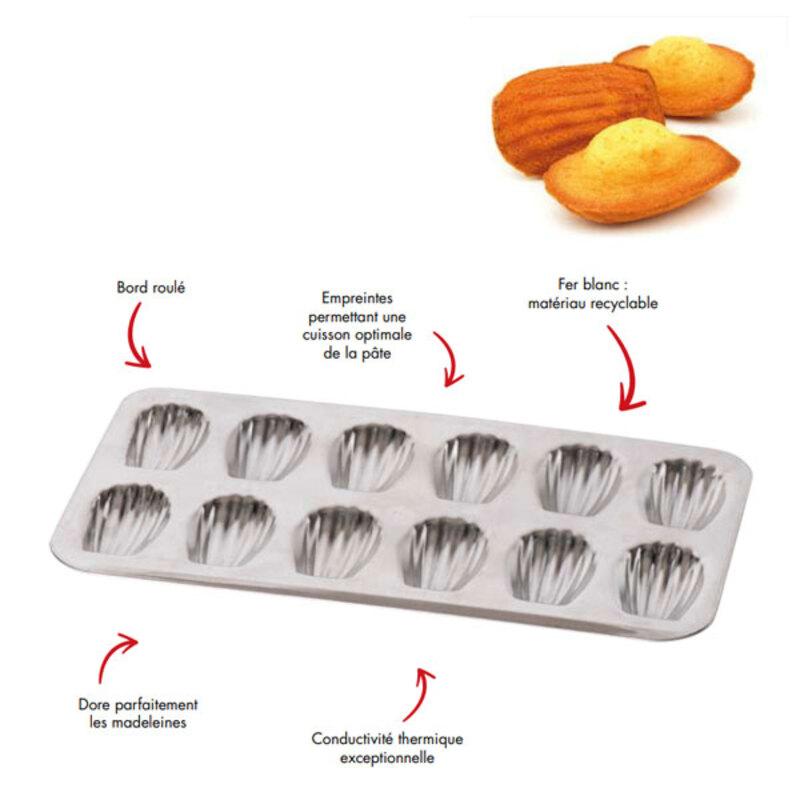 Moule 12 madeleines en fer blanc