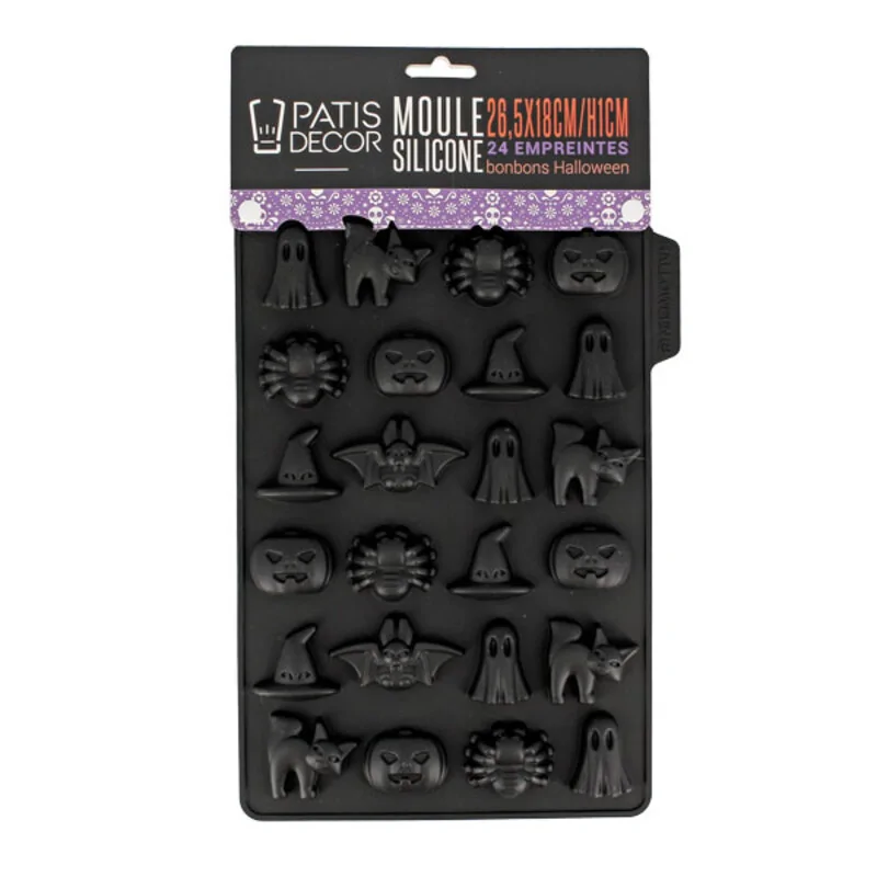 Moules Halloween Silicone - 2 Moules Avec Formes Crâne, Cerveau, Cœur, Pierre Tombale - Pour Chocolat, Biscuits