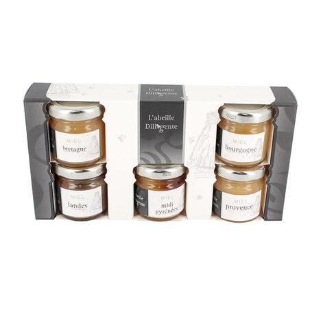 Coffret 5 miels des régions L'Abeille Diligente (5x50 g)