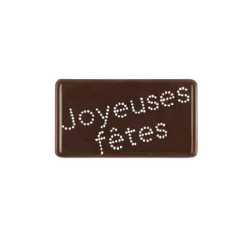 Rectangles chocolat noir Joyeuses Fêtes Boule de Neige (x96)