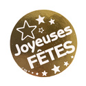 Etiquettes adhésives rondes dorées Joyeuses Fêtes (x500) Etiquettes adhésives rondes dorées Joyeuses Fêtes (x500)