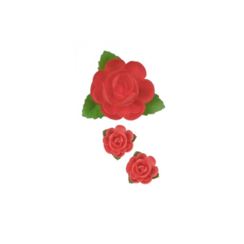 Grandes roses rose carmin avec feuilles en azyme (x24)