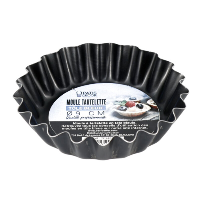 Moule à tartelette cannelée tôle bleuie 9 cm