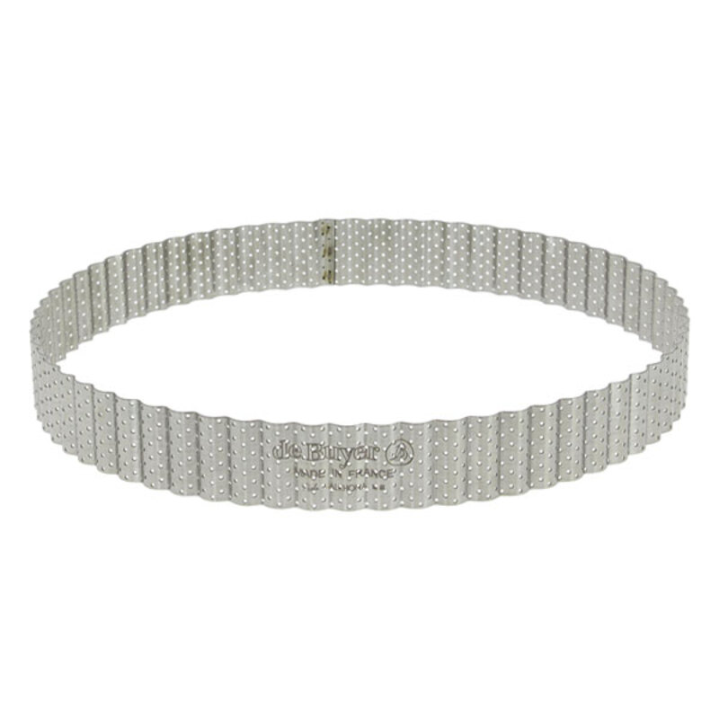 Cercle à tarte cannelé perforé inox De Buyer