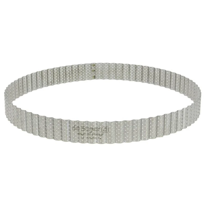 Cercle à tarte cannelé perforé inox De Buyer