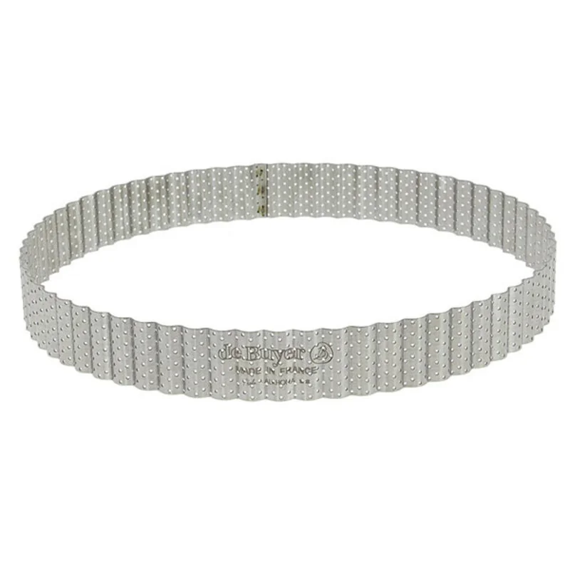 Cercle à tarte cannelé et perforé inox De Buyer