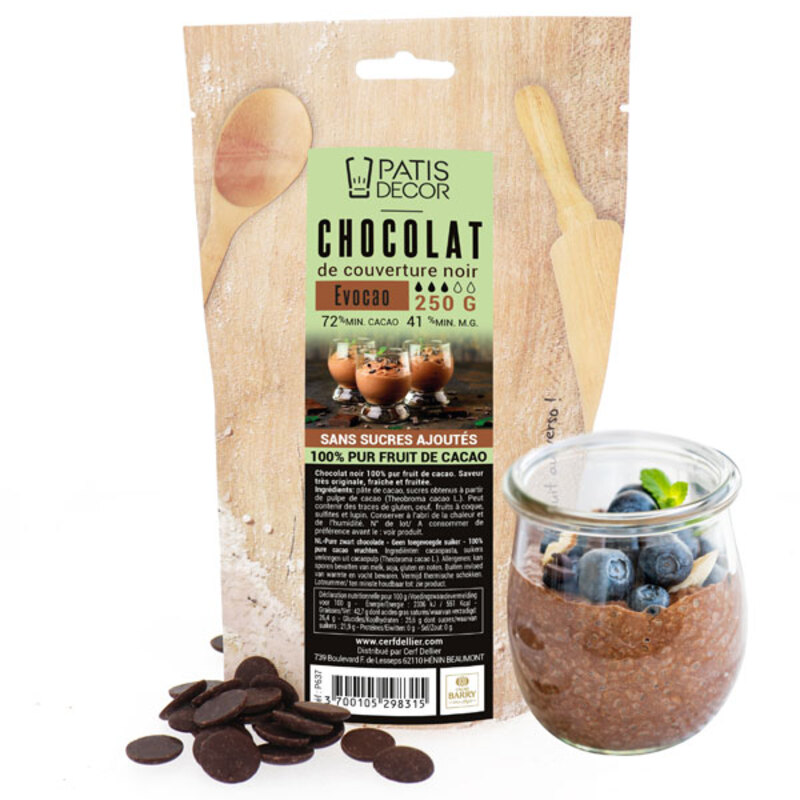 Chocolat noir Bio de couverture en pistoles 250 g