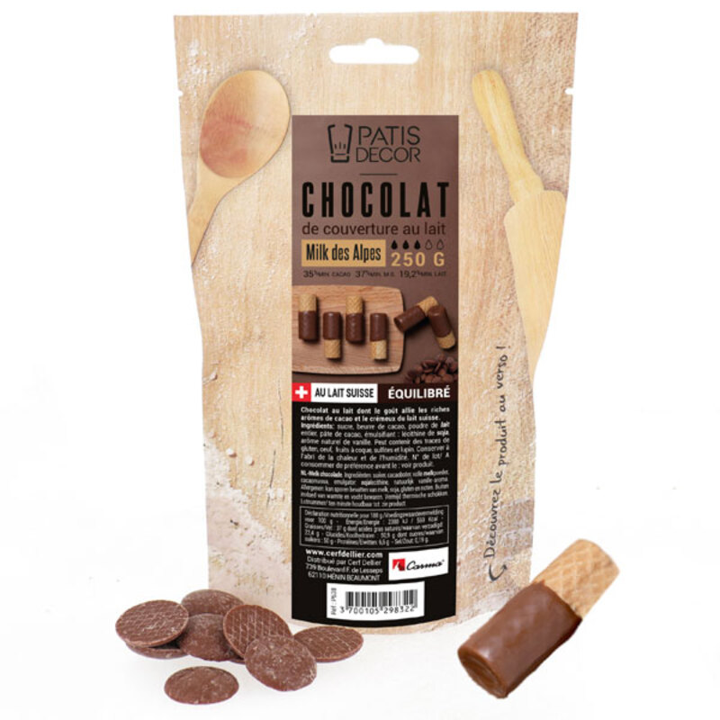 Chocolat de Couverture Milk des Alpes 35% 250 g