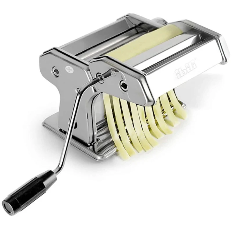 Machine à Pâtes Manuelle En Inox – 5 Moules Inclus – Pour Faire Des Pâtes Fraîches Maison Facilement