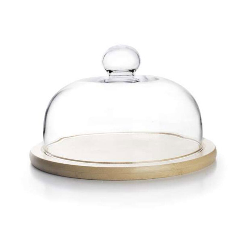 Cloche à fromage bois couvercle verre Ibili